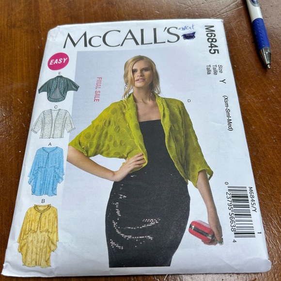 McCalls M6845 for wraps and jackets - exsm- sm- med- uncut - Picture 8 of 9